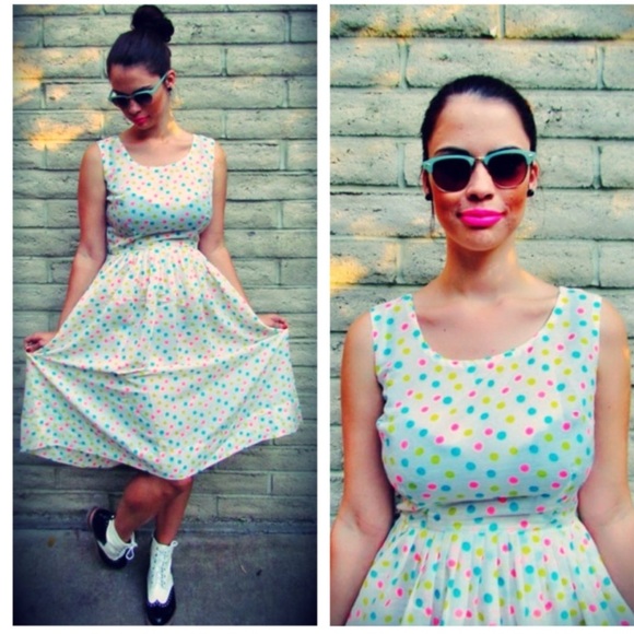 Vintage 1950’s Polka Dot Party Dress - Picture 1 of 8